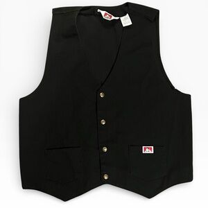 Ben Davis Workwear Vest Black Button Front Gorilla Logo Size L